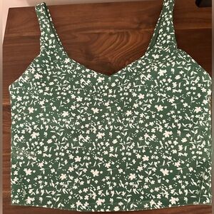Women’s Green Floral V-Neck Tank Top